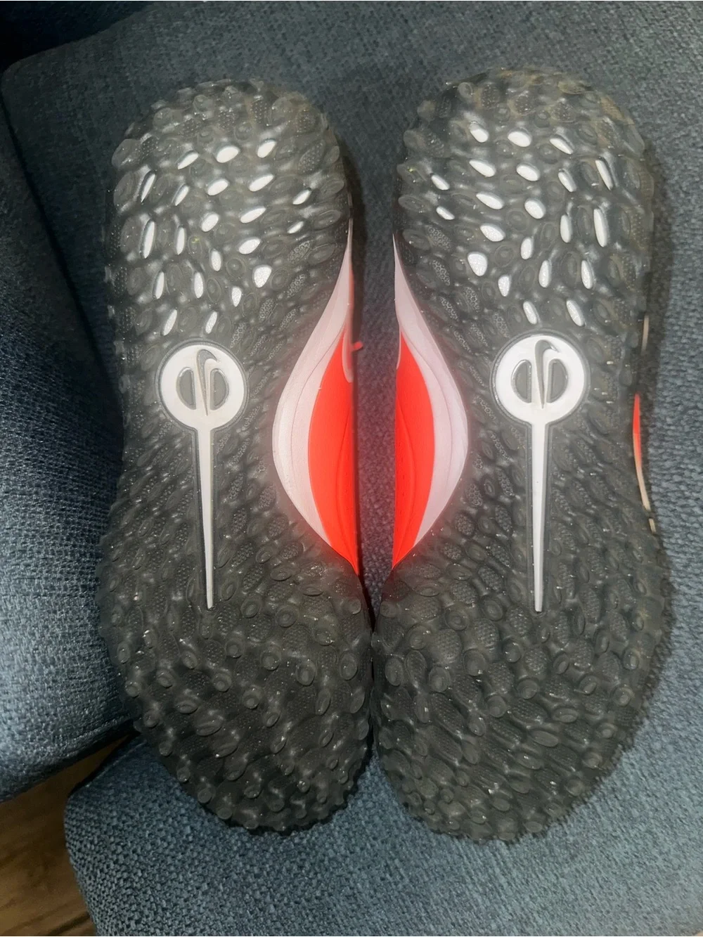 Nike Neon Orange/Red Sports Sneakers with White Swoosh